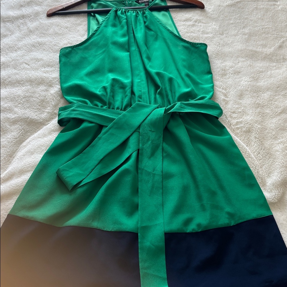 EUC-Express Green and Blue Mini Dress